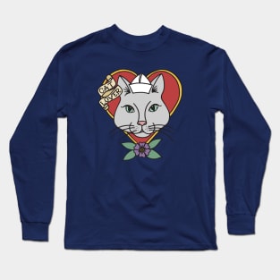 Sailor Cat Lover old school tattoo Long Sleeve T-Shirt